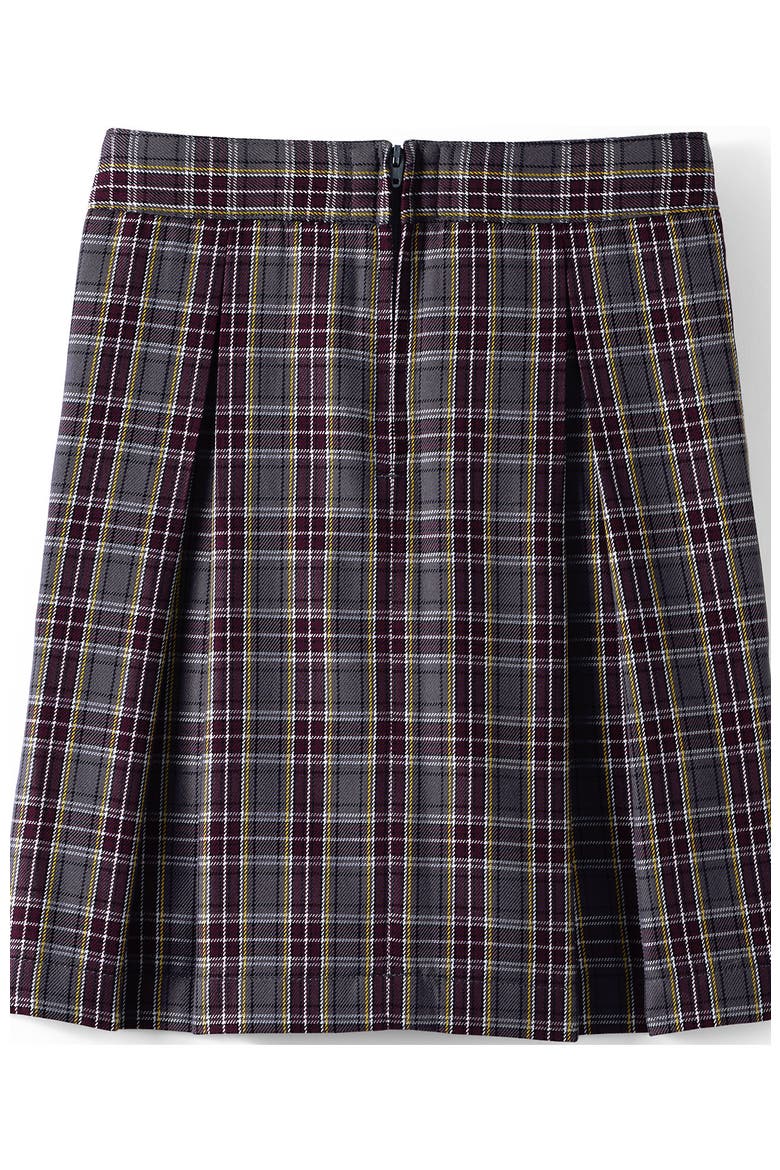 Girls Top of Knee Plaid Skort, Alternate, color, Plaid Gray Heather/Maroon