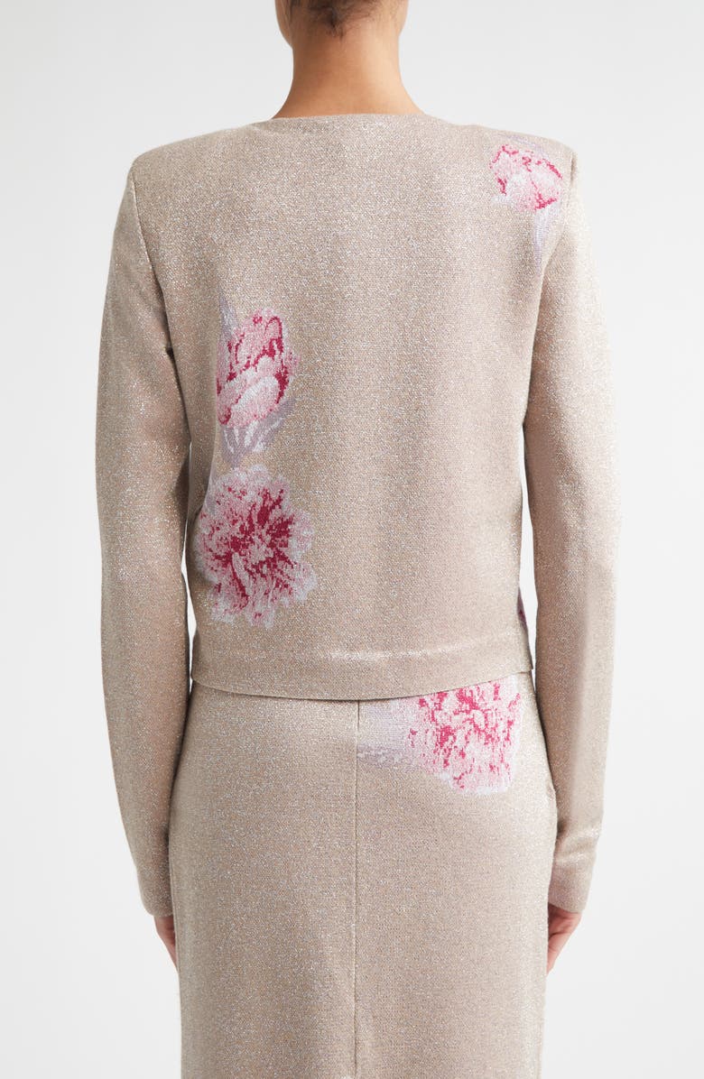 ST. JOHN Peony Metallic Jacquard Cardigan, Alternate, color, Peony Metallic Multi