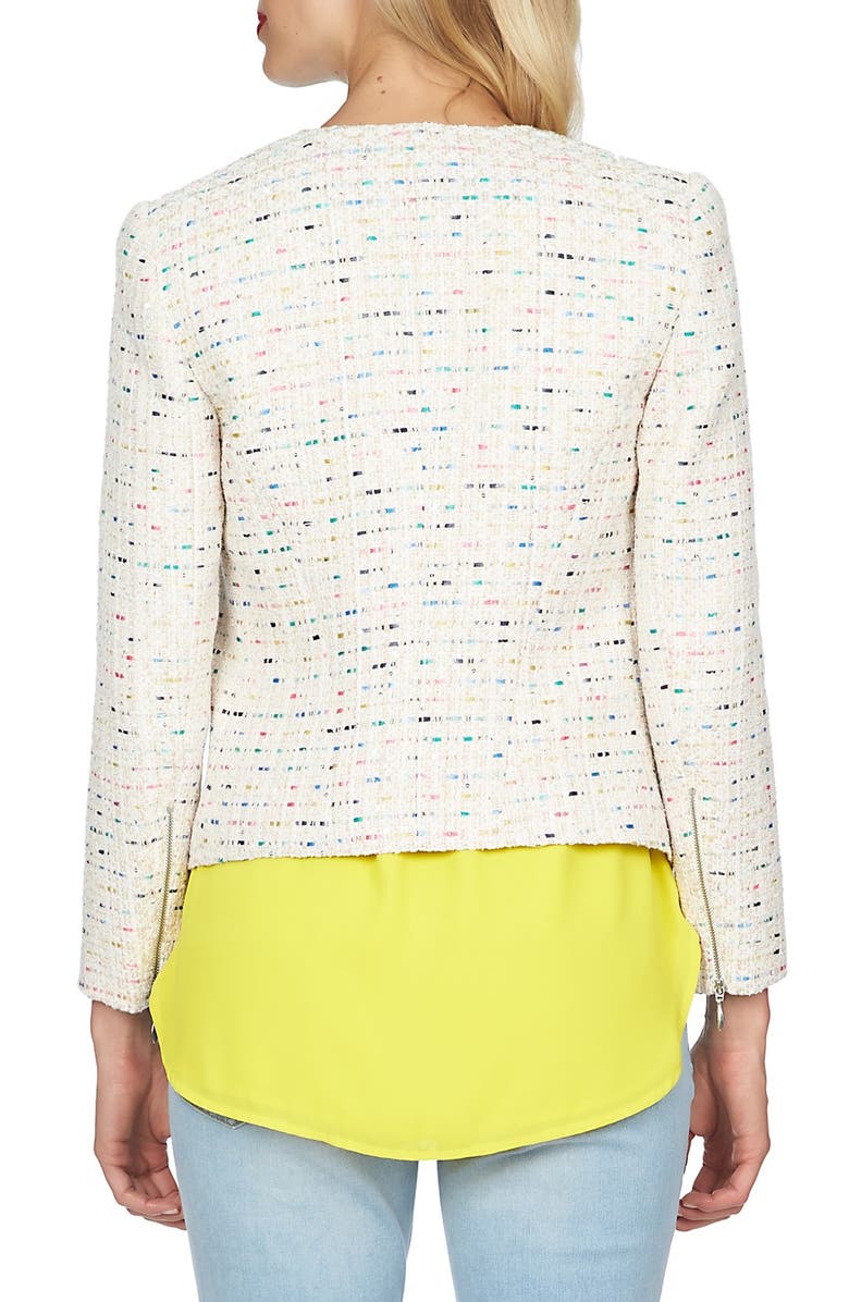 CeCe by Cynthia Steffe Tweed Asymmetrical Jacket, Alternate, color, 