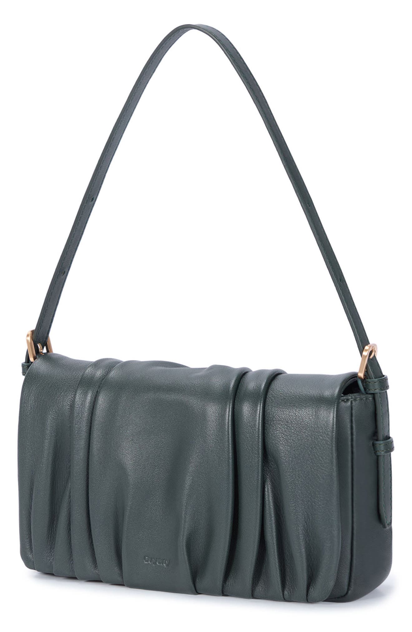 Oryany Bell Pleated Leather Shoulder Bag, Alternate, color, Deep Green