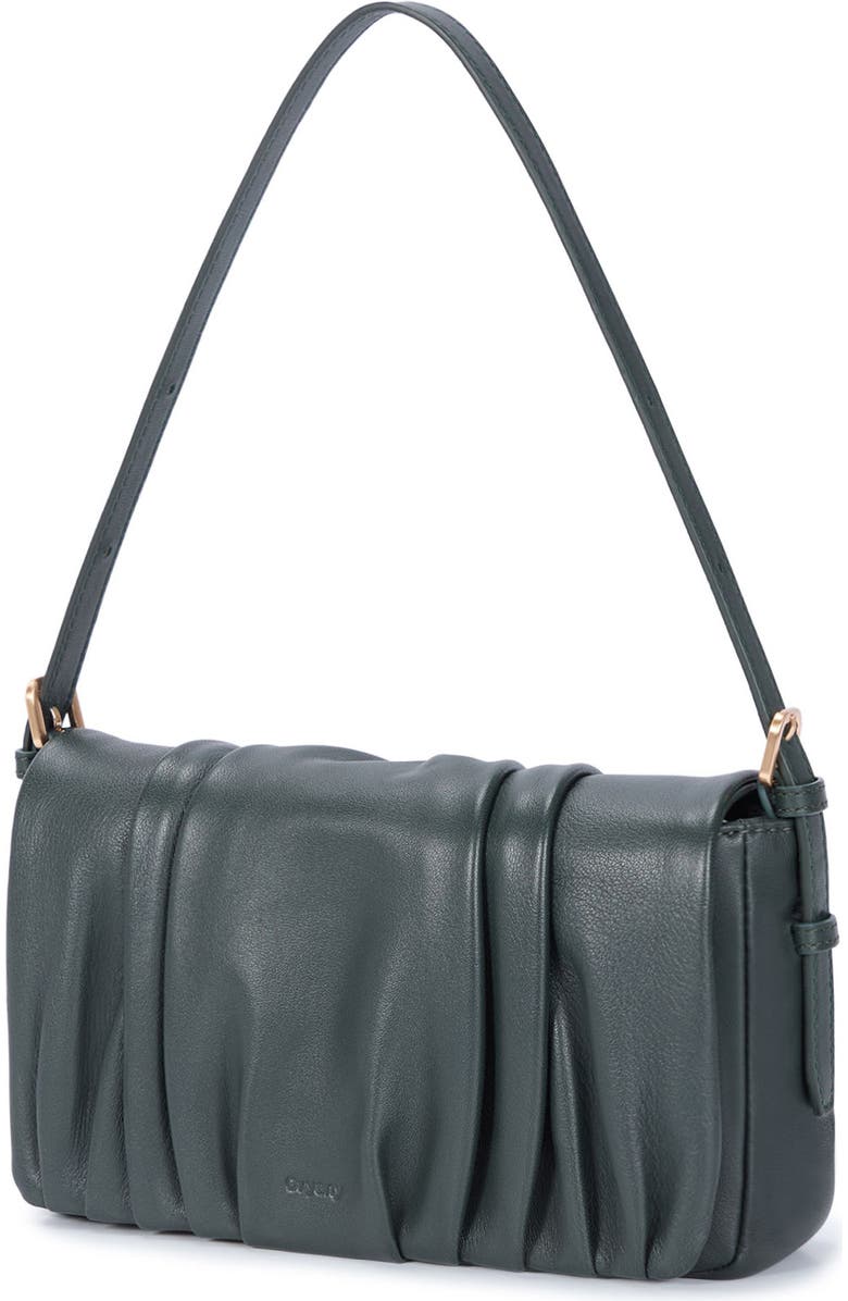 Oryany Bell Pleated Leather Shoulder Bag, Alternate, color, Deep Green