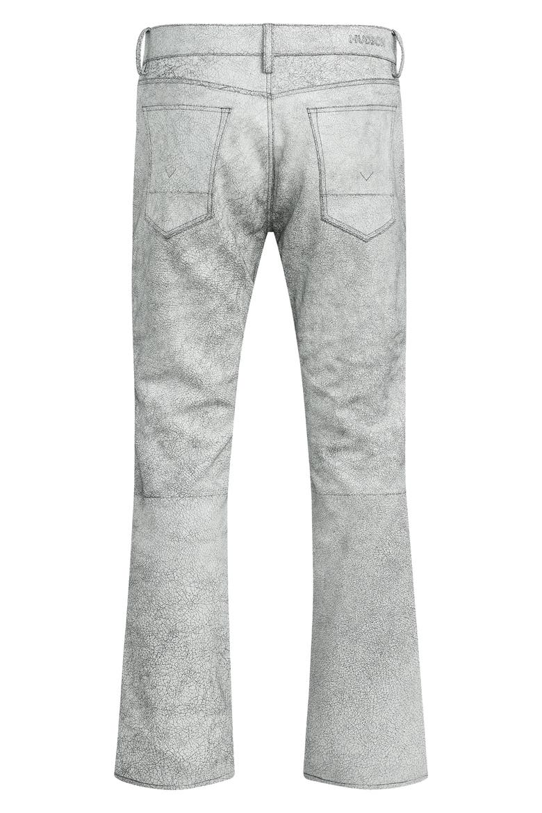 Walker Kick Flare Leather Jeans, Alternate, color, CRACKED WHITE
