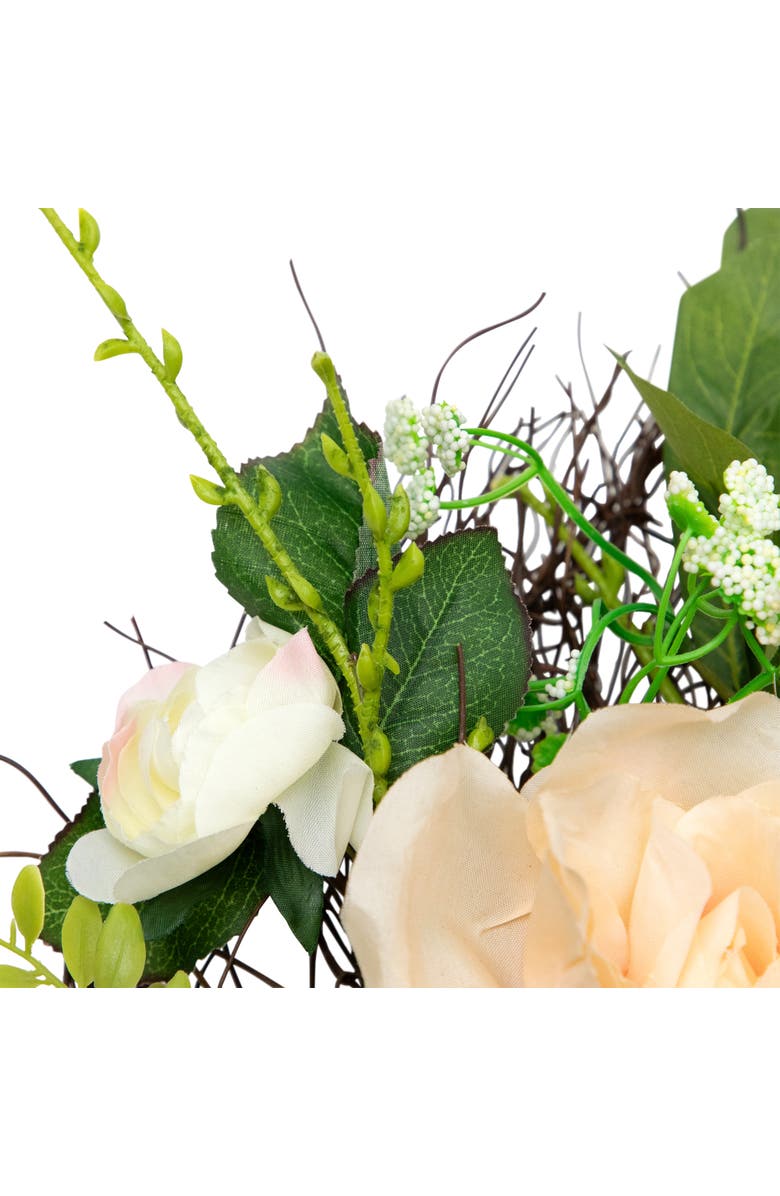 Northlight Rose and Foliage Artificial Spring Wreath - 24-Inch, Unlit, Alternate, color, Green