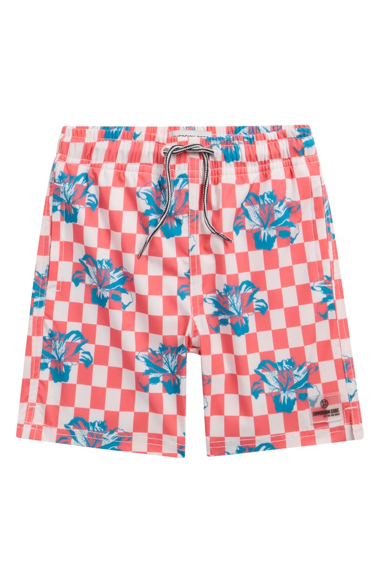 Sovereign Code Kids' Session Floral Swim Trunks, Main, color, Dubarry