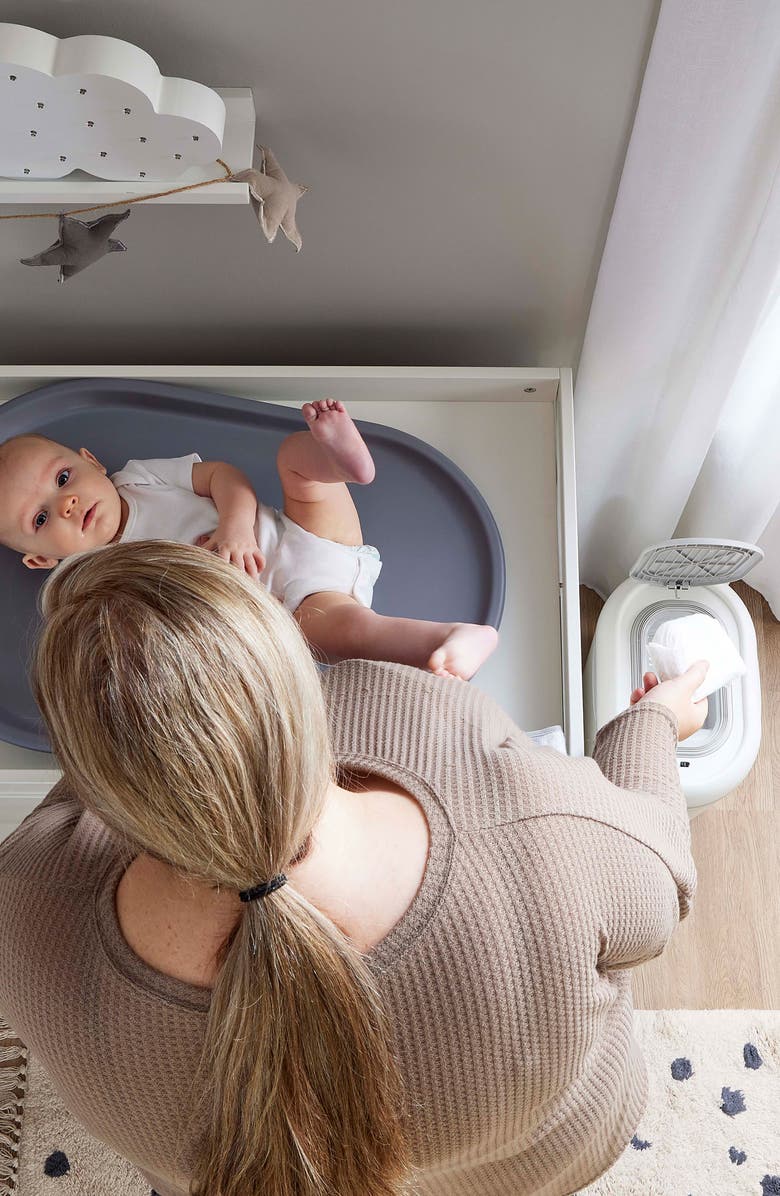 SHNUGGLE Squishy Diaper Changing Mat, Nappy Bin Diaper Pail & Better Bag Biodegradable Nappy Bin Liners Set, Alternate, color, Grey