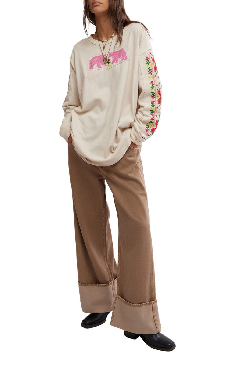 Free People All My Heart Embroidered T-Shirt, Alternate, color,