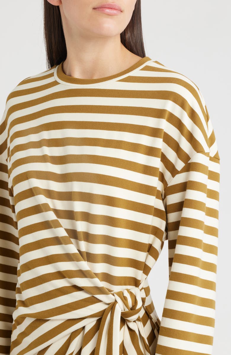 FRNCH Fenouil Directional Stripe Long Sleeve Dress, Alternate, color, Olive