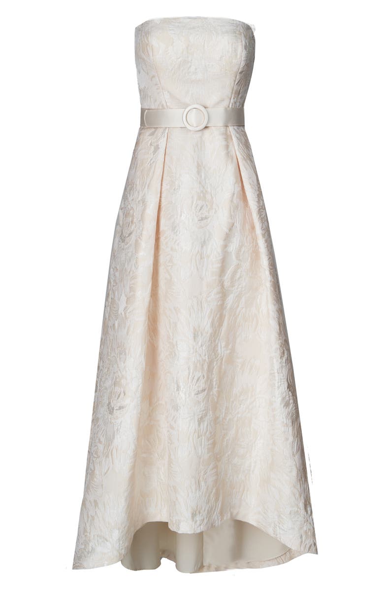 Kay Unger Bella Floral Jacquard Belted High-Low Gown, Alternate, color, 