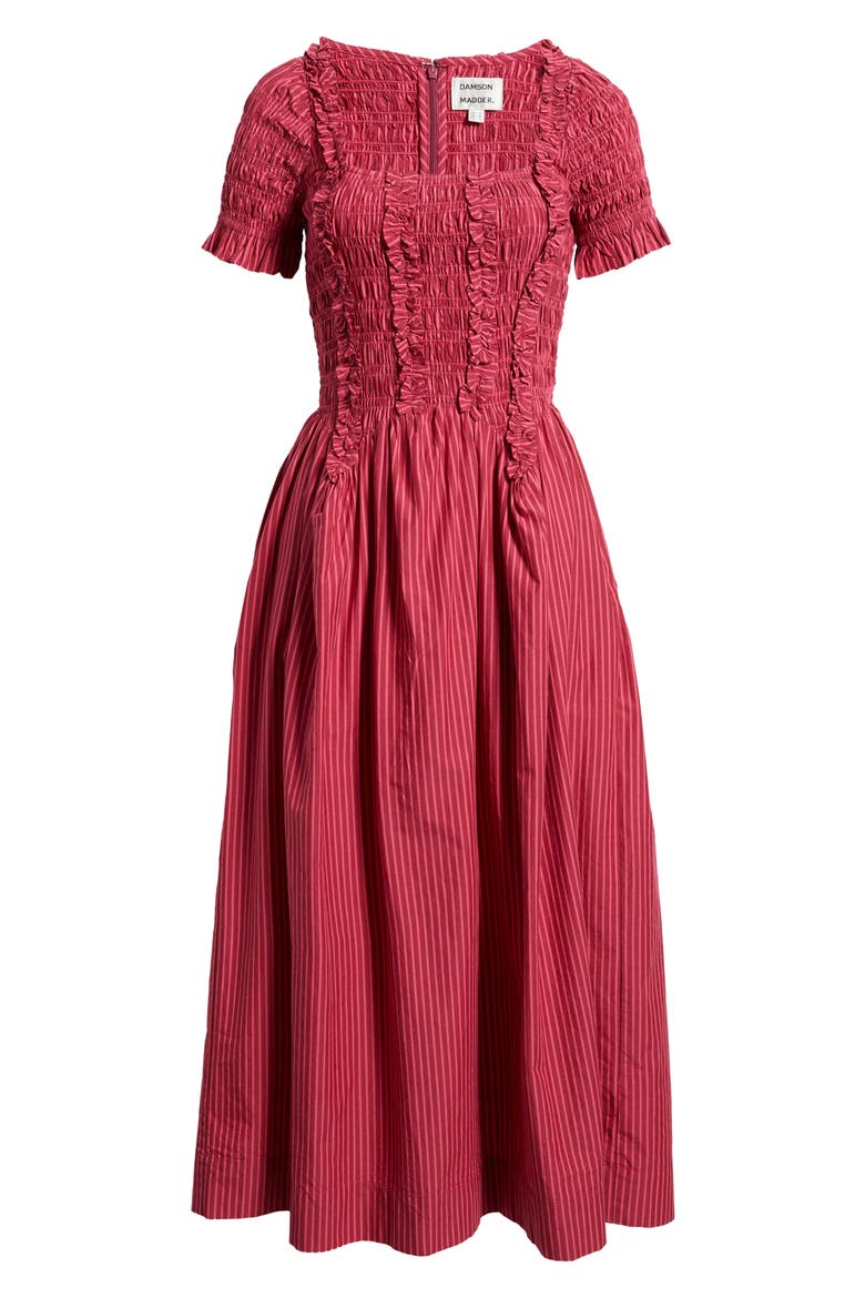 Raphaela Ruffle Midi Dress, Alternate, color, BERRY