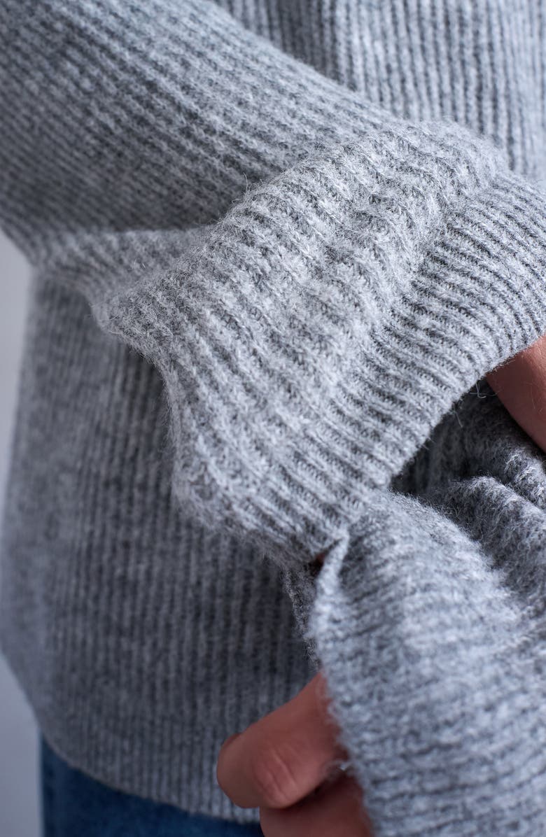 Topman Rib Mock Neck Sweater, Alternate, color, Grey