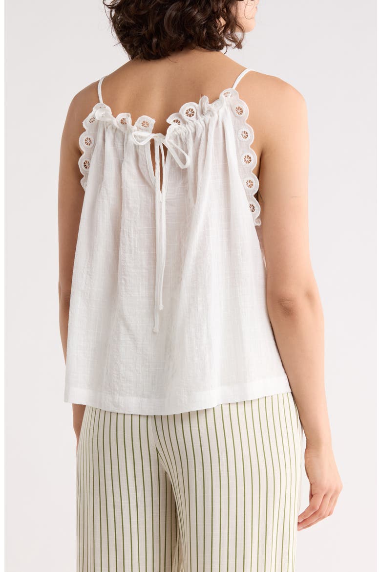 Embroidered Eyelet Lace Halter Neck Crop Tank, Alternate, color, WHITE