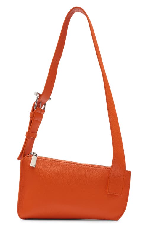Alexander Mcqueen T-bar Sling Leather Crossbody Pouch In Orange/silver