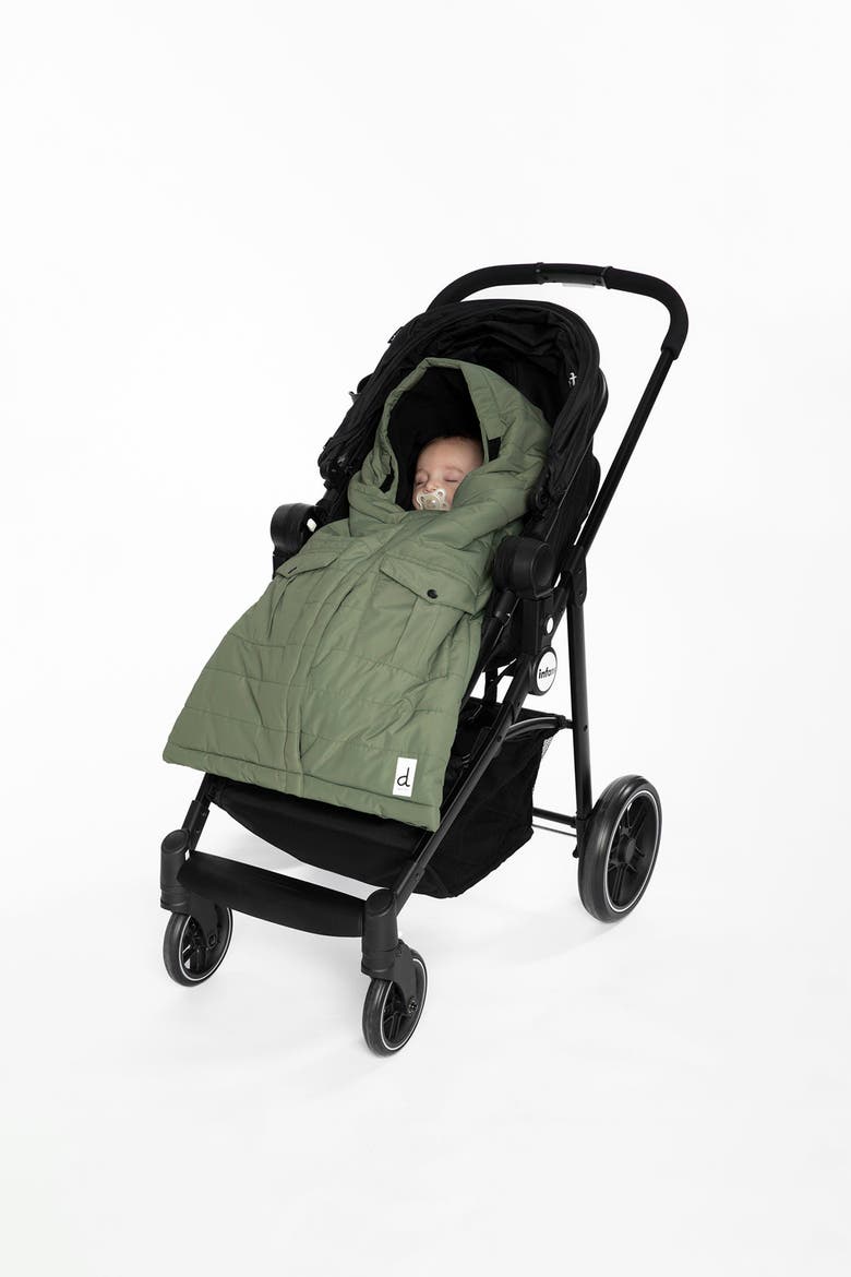 Evolutive Adjustable Hood Footmuff for Car Seats and Strollers, Alternate, color, Olive Green