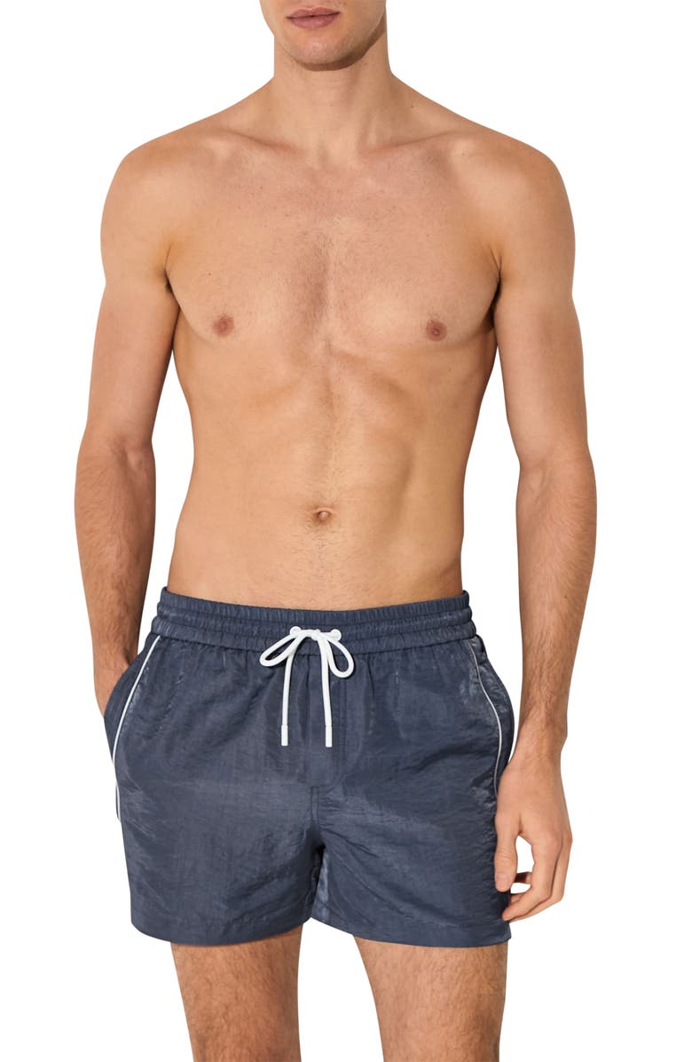 Reiss Breeze Piped Nylon Swim Trunks, Main, color, Steel Blue