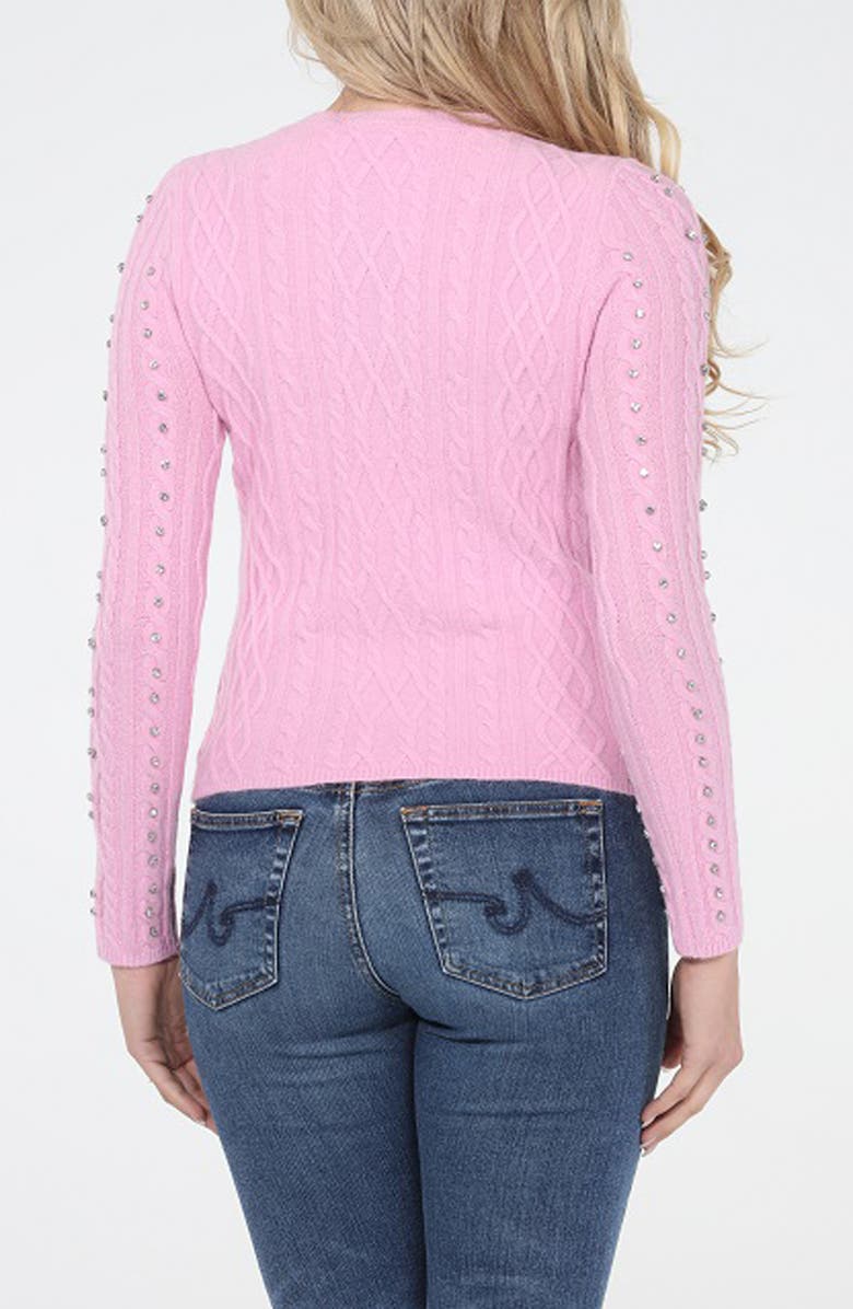 RAIN AND ROSE Beaded Embellished Cable Stitch Sweater, Alternate, color, Pink
