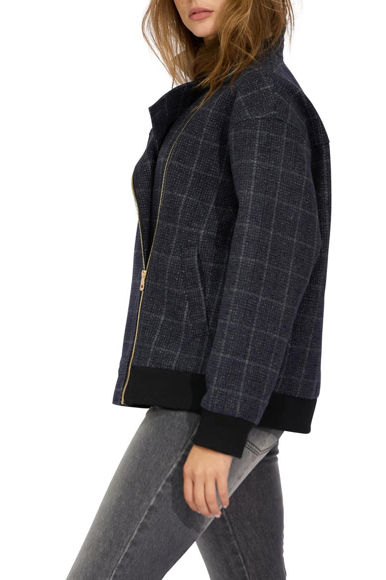 Love Cruise Checked Wool Blend Bomber Jacket, Alternate, color, BLACK CHECK