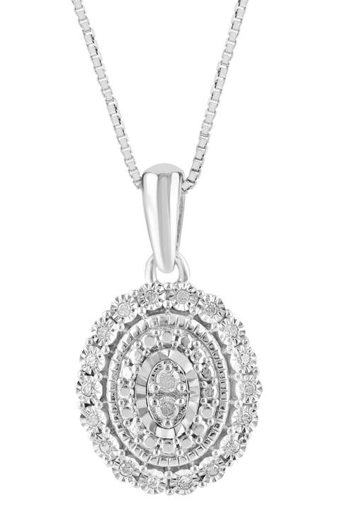 Sterling Silver Diamond Pendant Necklace