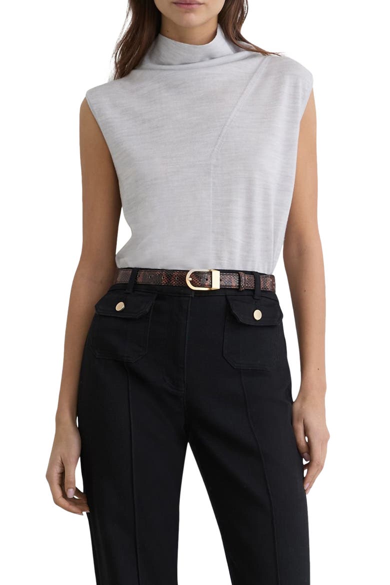 Honey Mock Neck Wool Shell, Main, color, GREY MARL