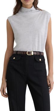 Reiss Honey Mock Neck Wool Shell