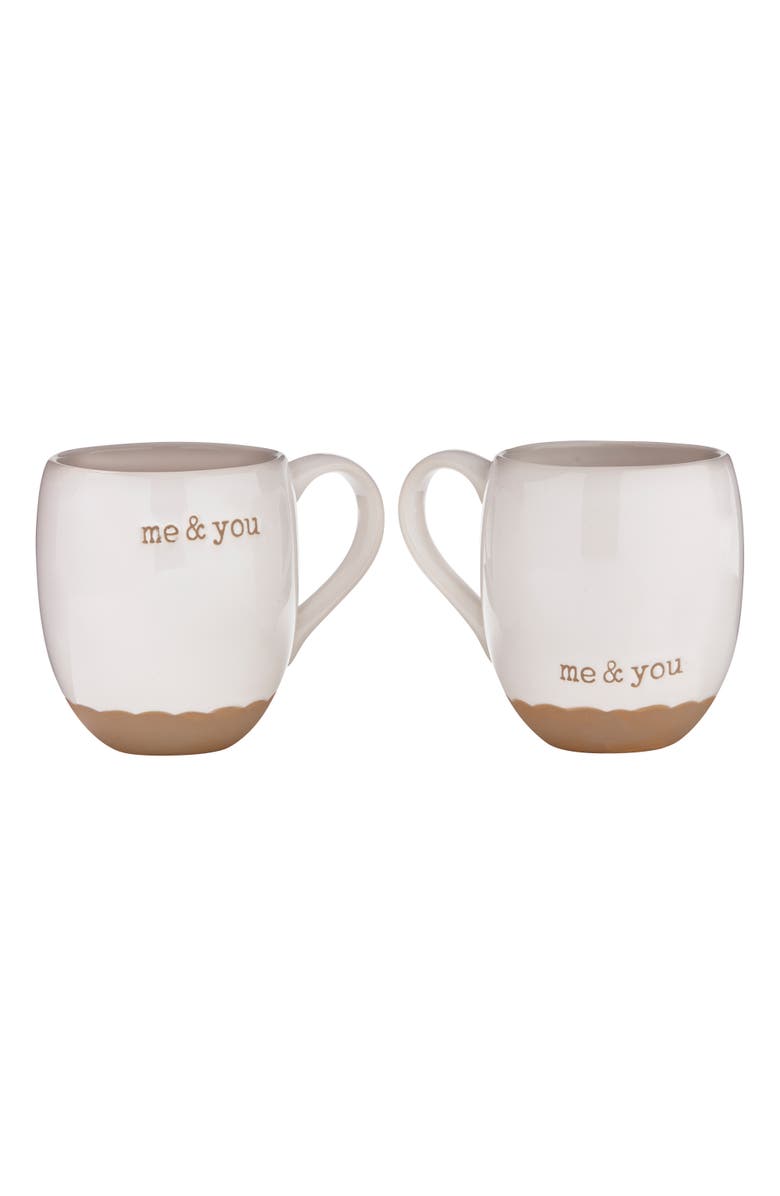 tag Me and You Mug Set of Two Ceramic Drinkware Spring Design, Main, color, White