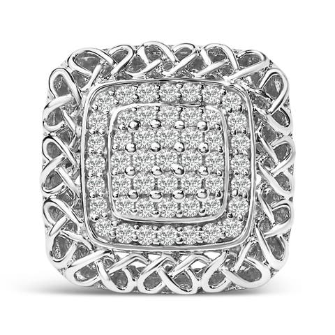 Sterling Silver 1.0 Cttw Diamond Celtic Knot Cocktail Ring