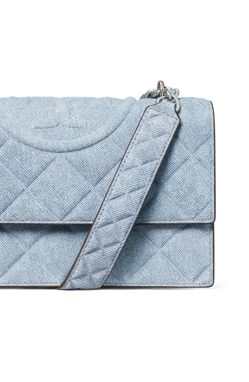 Tory Burch Fleming Small Convertible Denim Shoulder Bag In Denim