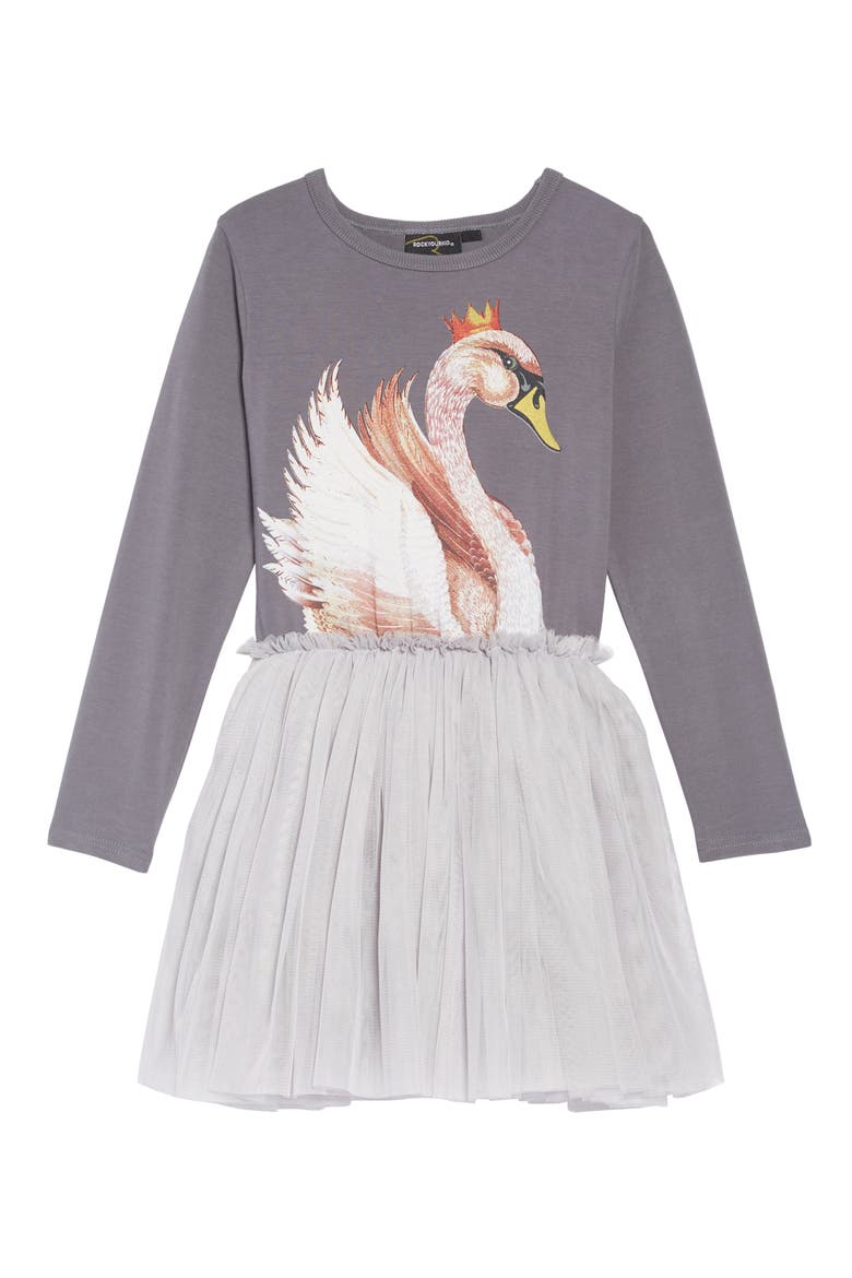 Swan Lake Circus Dress, Main, color, DARK GREY