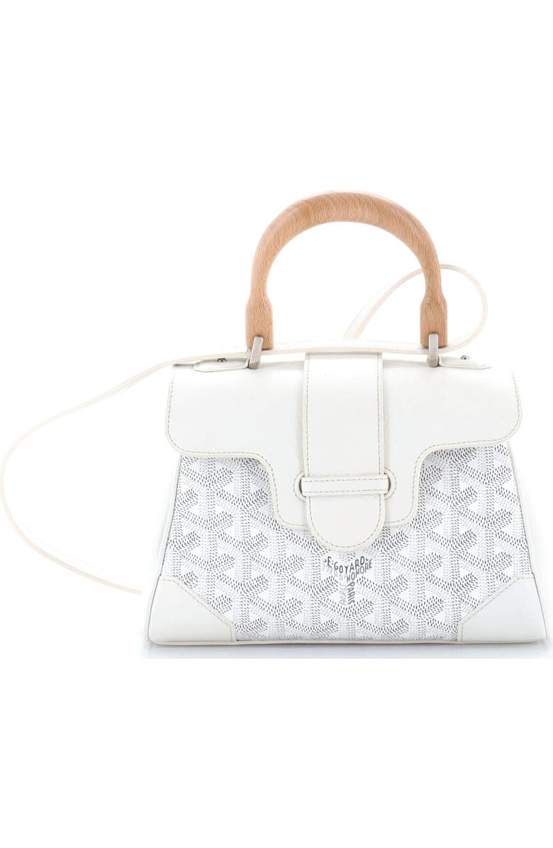 Pre-Owned Goyard Saigon Top Handle Bag Coated Canvas with Leather Mini, Main, color, White