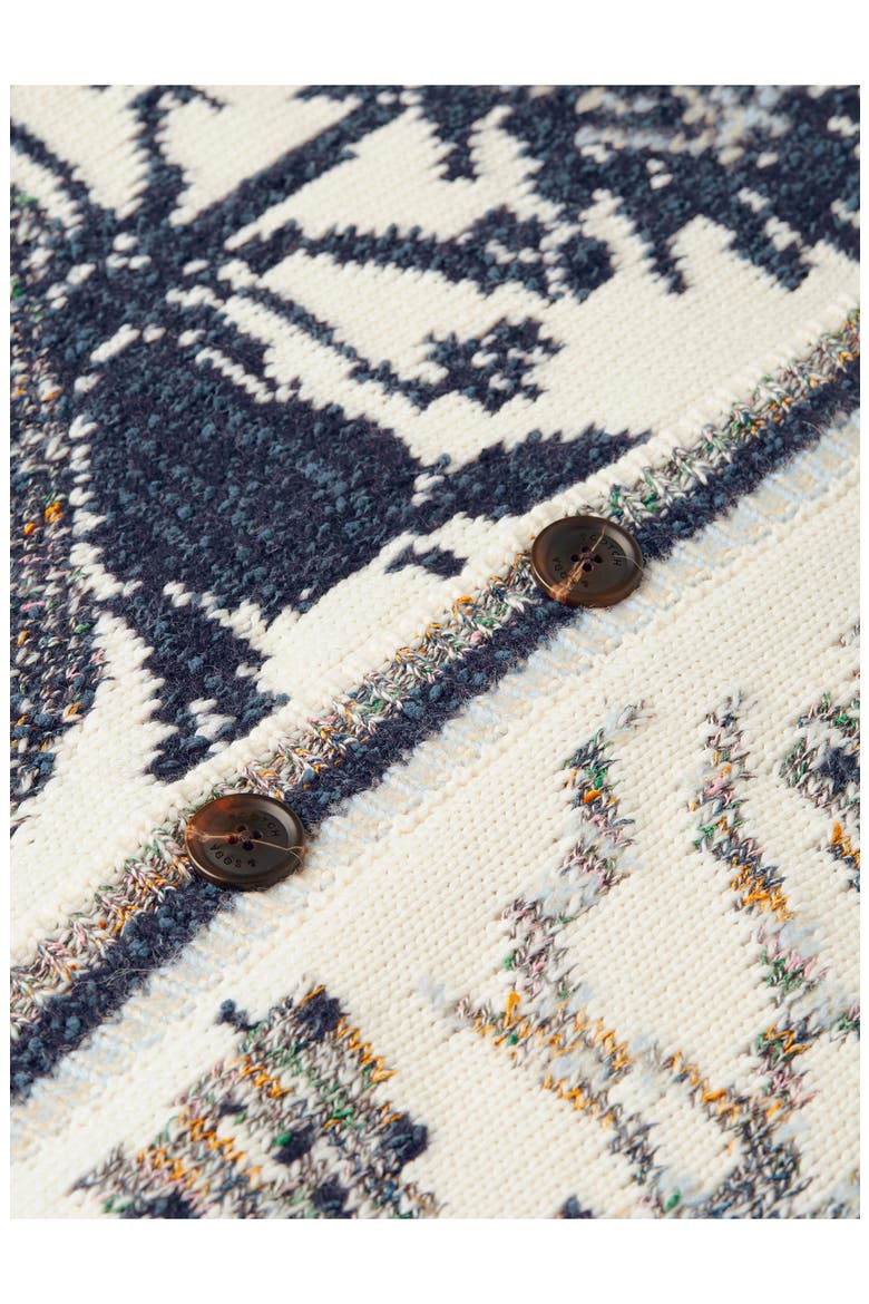 Intarsia Cotton Blend Cardigan, Alternate, color, EGGNOG