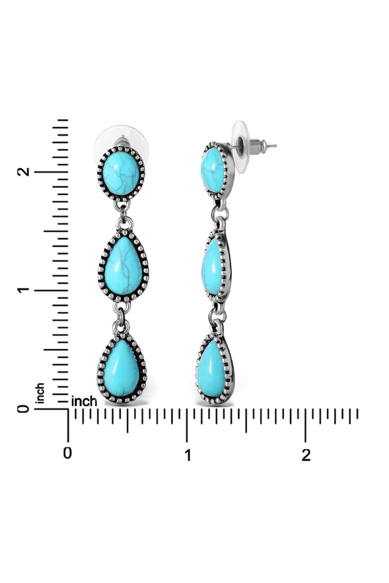Three Stone Drop Earrings, Alternate, color, Silver, turquoise