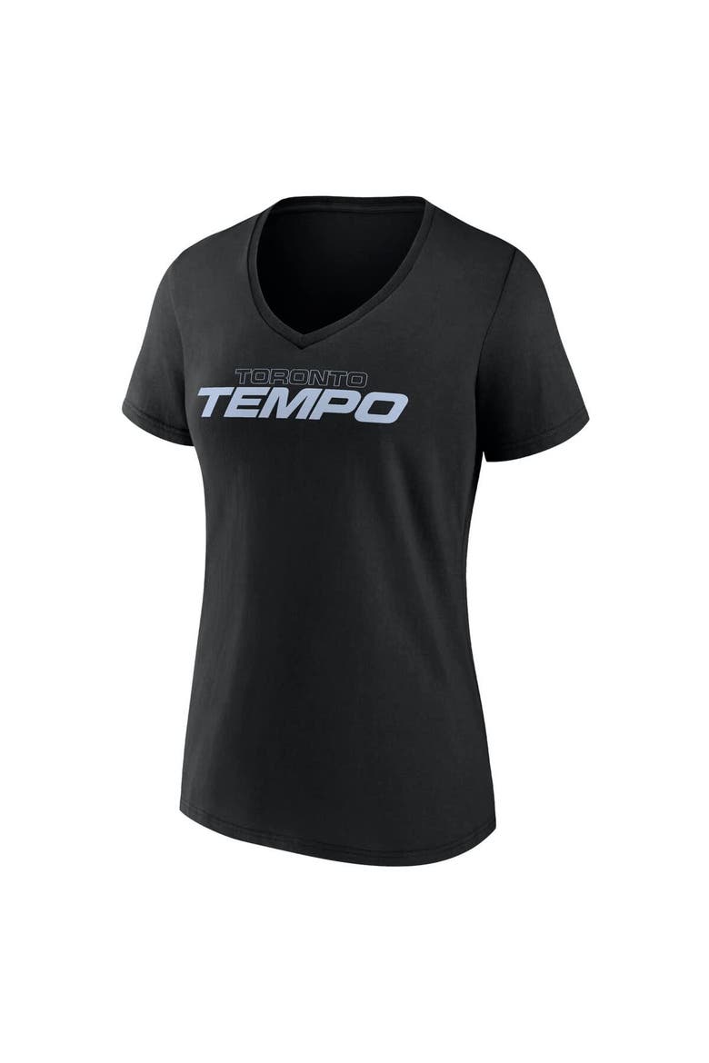 Women's Black Toronto Tempo Team Wordmark V-Neck T-Shirt, Alternate, color, Black