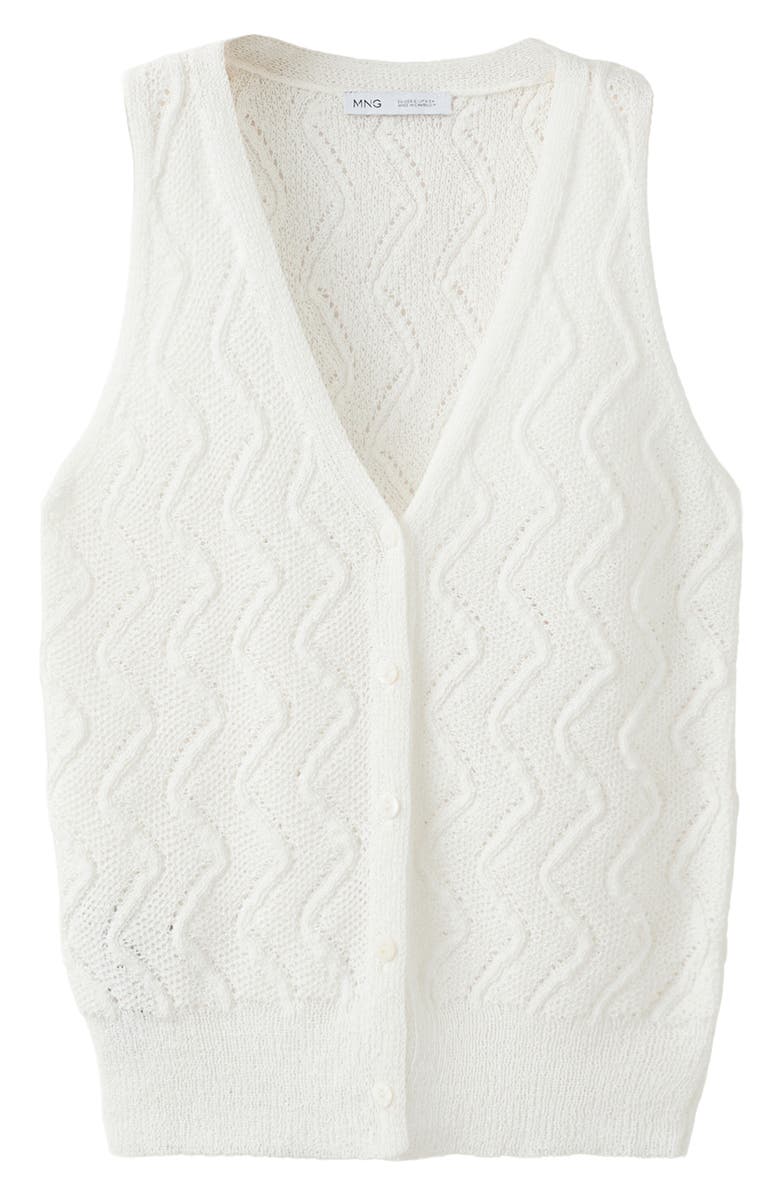 MANGO Open Stitch Sweater Vest, Alternate, color, Off White
