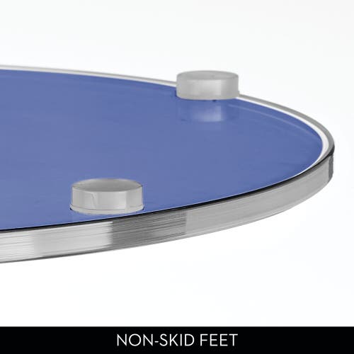 Idesign Round Printed Short Stiped Table In Blue