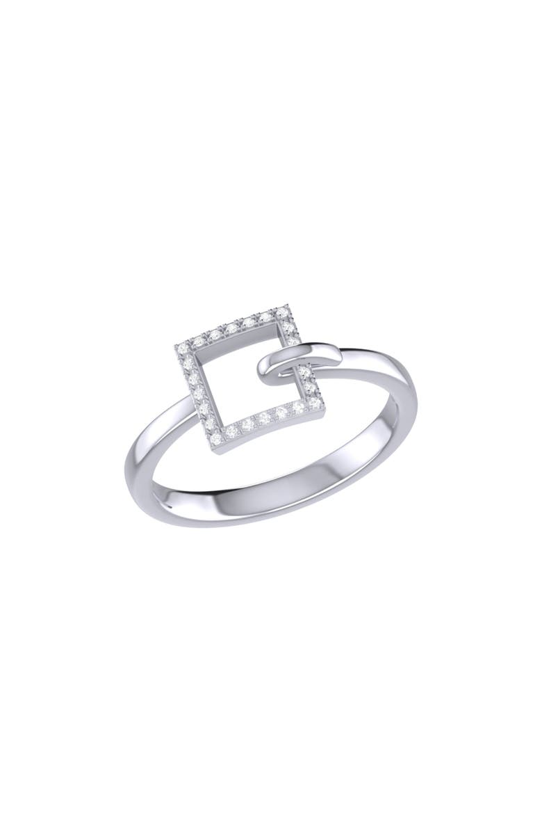 LuvMyJewelry On the Block Square Sterling Silver Diamond Ring, Main, color, 