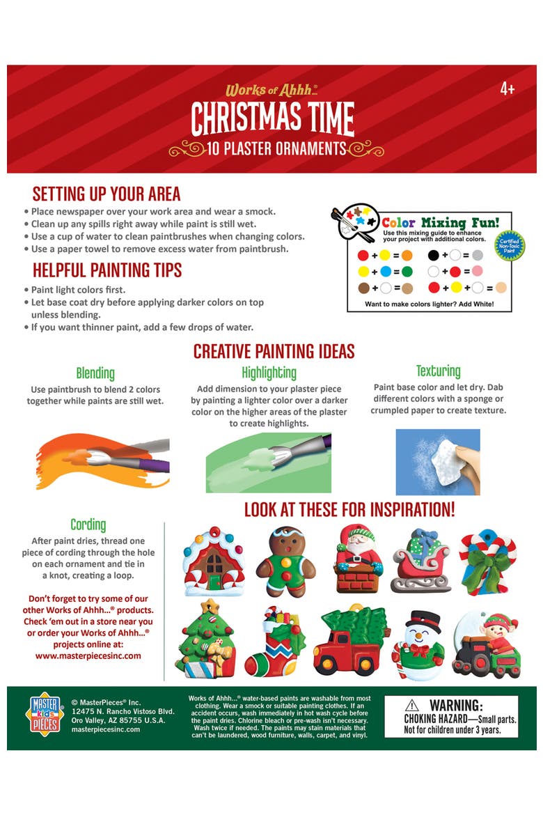 Ornaments 10-Pack Plaster Paint Set, Alternate, color, Multicolor