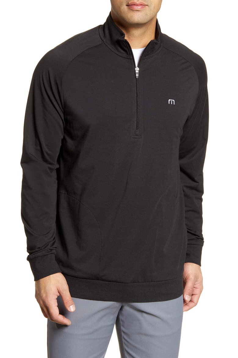Travis Mathew Zachary Half Zip Pullover, Main, color, BLACK