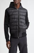 Moncler Hybrid Down & Wool Full Zip Hoodie