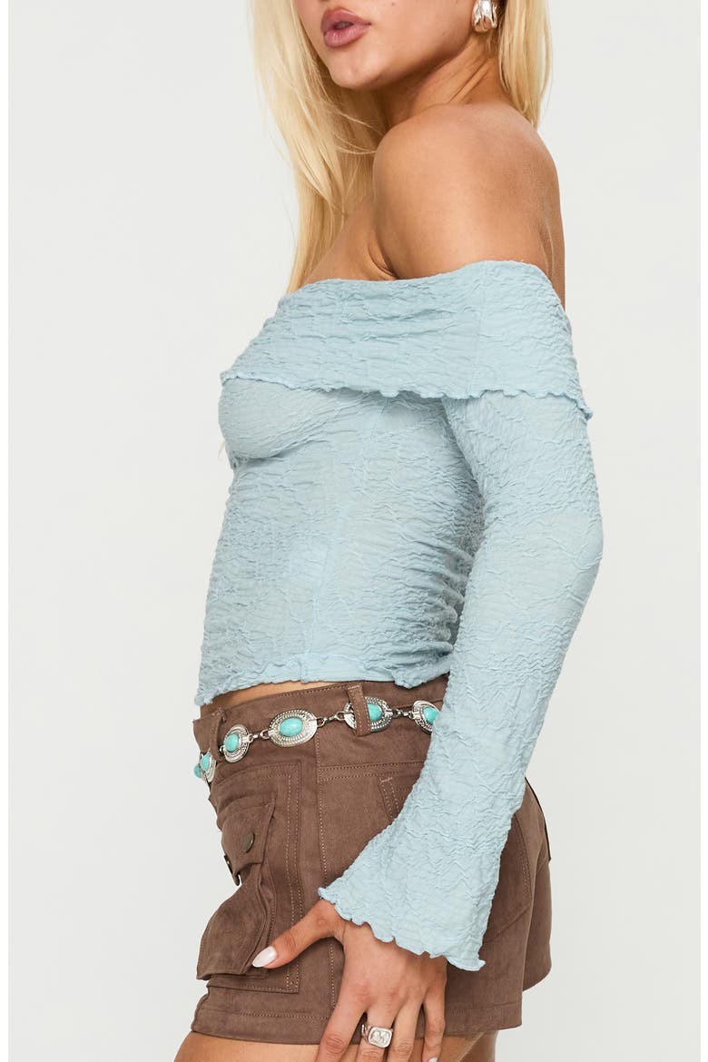 Back with Love Textured Off the Shoulder Long Sleeve Top, Alternate, color, BLUE