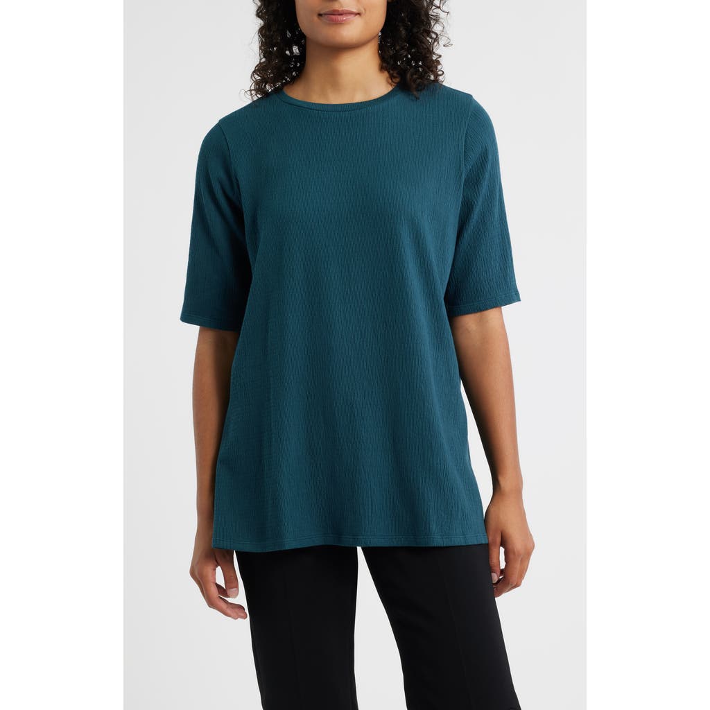 Eileen Fisher Crewneck Organic Cotton Blend Tunic In Brown