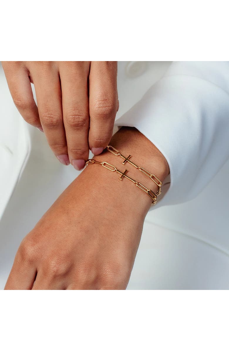 Rizen Jewelry Chain Breaker Cross Bracelet, Alternate, color, 18K Gold Plated