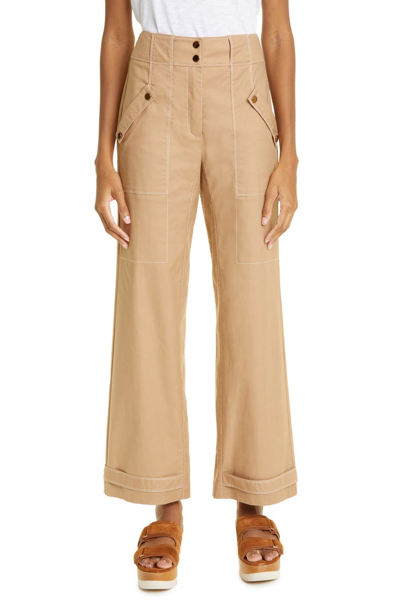 Veronica Beard Sigrid Topstitched Cotton Stretch Twill Pants ...