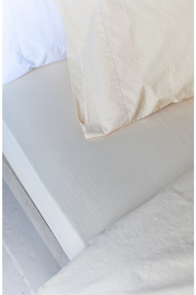 200 Thread Count Washed Cotton Percale Fitted Sheet, Alternate, color, BUTTERMILK