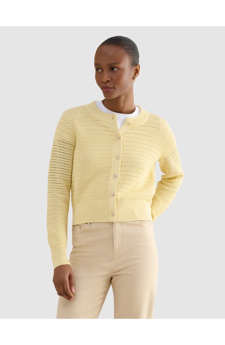 HOBBS LONDON Felicity Regular-Fit Cotton Cardigan, Main, color, Pale Yellow