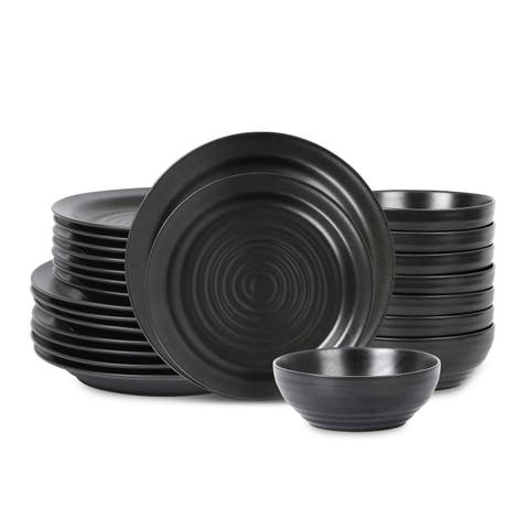 Orbit Stoneware 24-Piece Dinnerware Set with Cereal Bowls