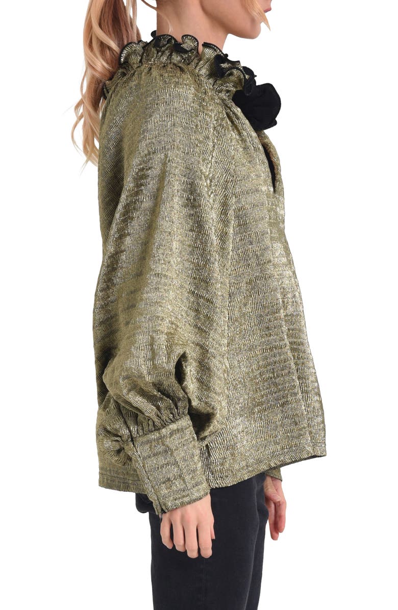 CIEBON Frida Metallic Ruffle Collar Trapeze Top, Alternate, color, Gold