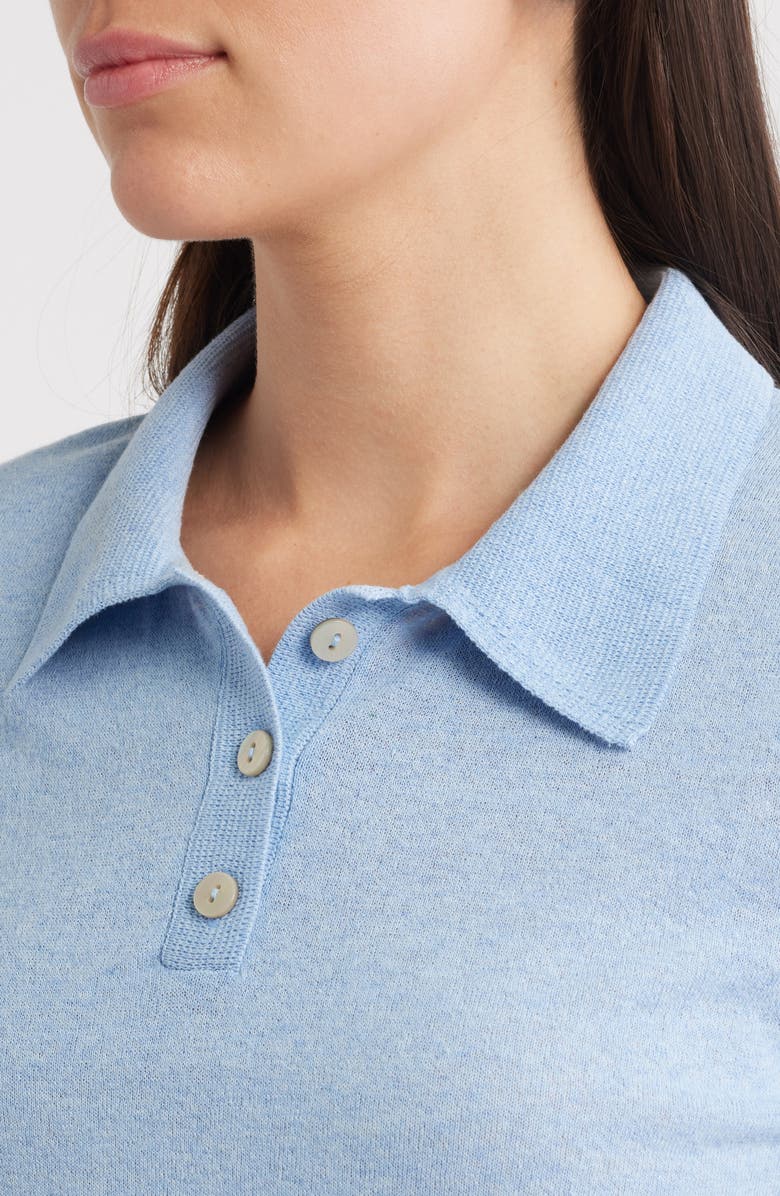 MANGO Cielo Short Sleeve Polo Sweater, Alternate, color, Blue