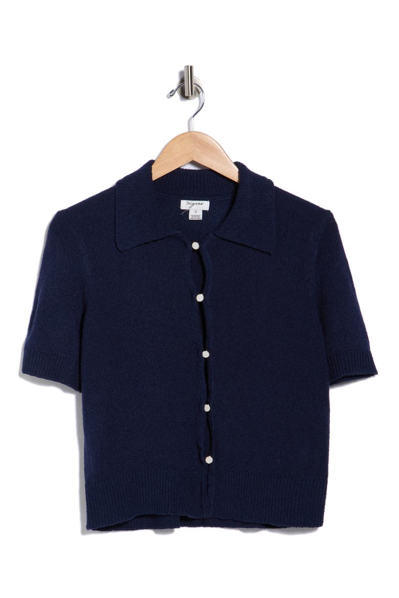 Slub Collared Sweater, Alternate, color, NAVY