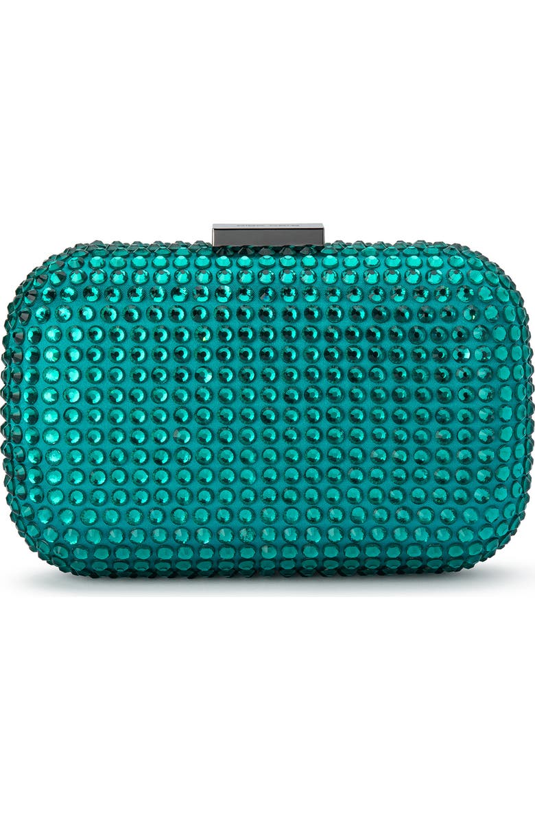 Olga Berg Caydence Hot Fix Crystal Clutch, Main, color, Emerald