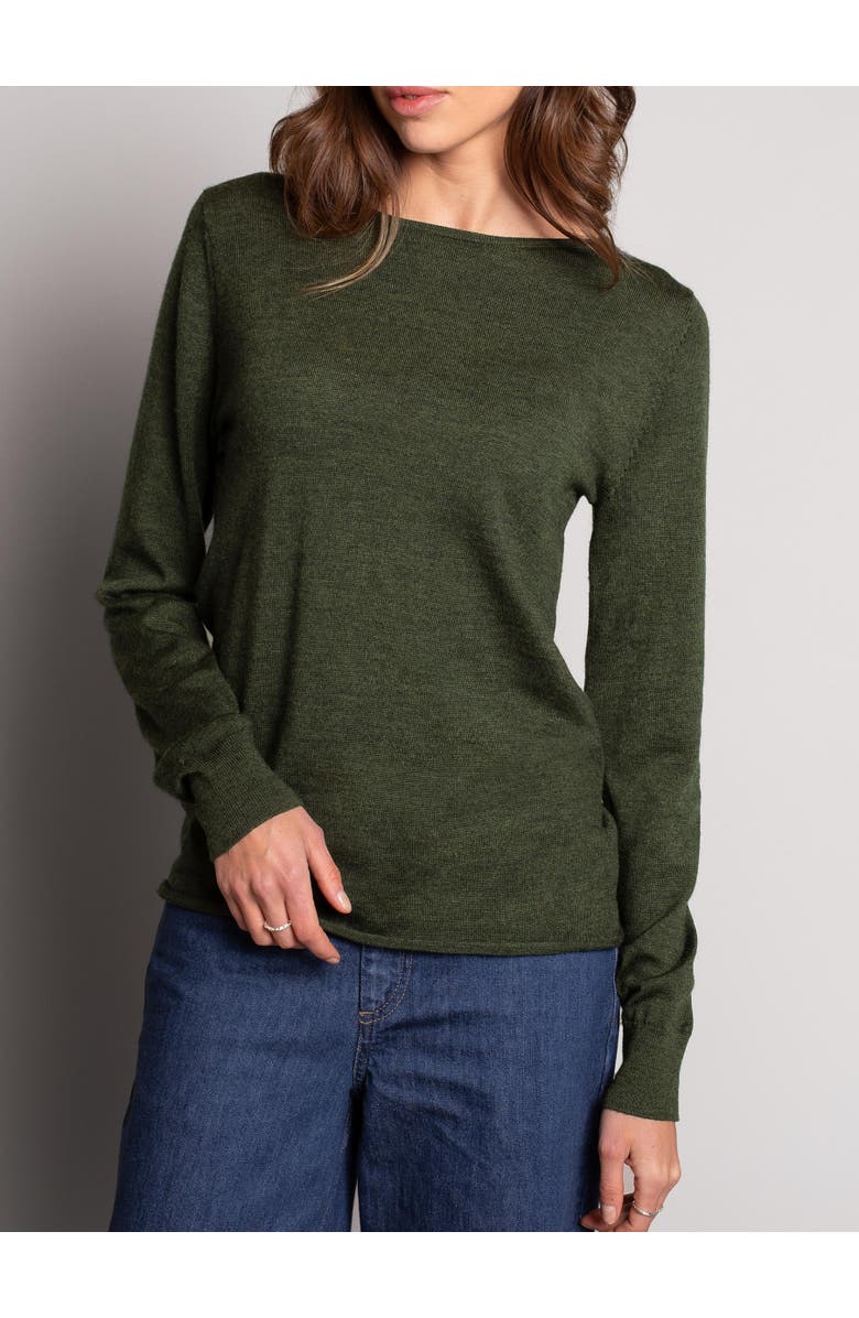Celtic & Co. MERINO FINE KNIT BOAT NECK SWEATER, Alternate, color, Olive