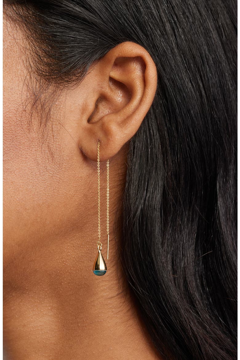 Glass Dash Chain Threader Earrings, Alternate, color, BLUE